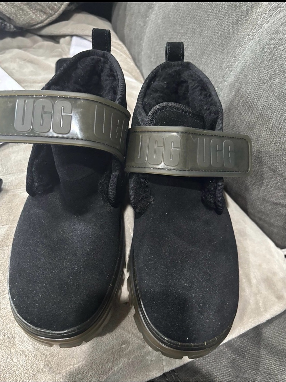 UGG women’s  Black Suede Strap Boots